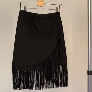 Maje Jane Wrap Skirt with Fringe Detail